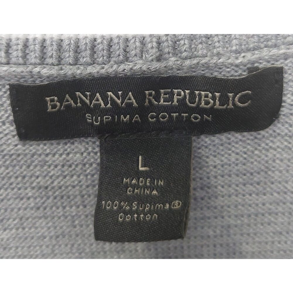 Banana Republic Men's Tipped Supima Cotton Button Cardigan Large Med Grey Pocket - Picture 3 of 11